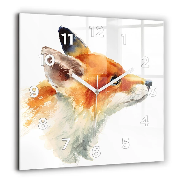 Négyzet alakú üvegóra 60x60 Akvarell fiatal róka