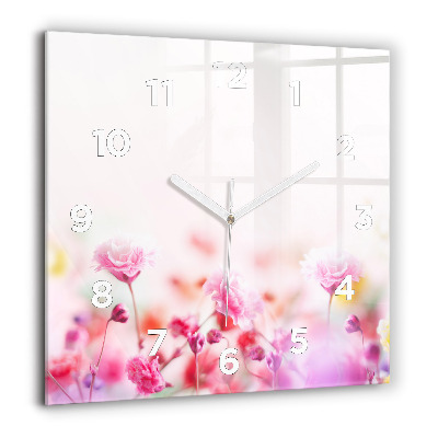 Négyzetes üvegóra 60x60 Virágok a réten