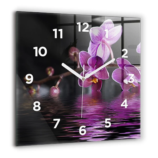 Négyzet alakú üvegóra 60x60 Orchidea virág a vízen