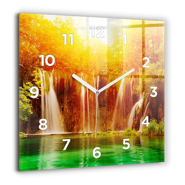 Szögletes üvegóra 60x60 Vízesés látványa