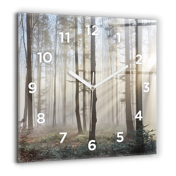 Szögletes fali üvegóra 60x60 Erdő ködben