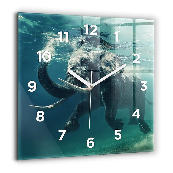Szögletes üvegóra 60x60 Lebegő elefánt az óceánban