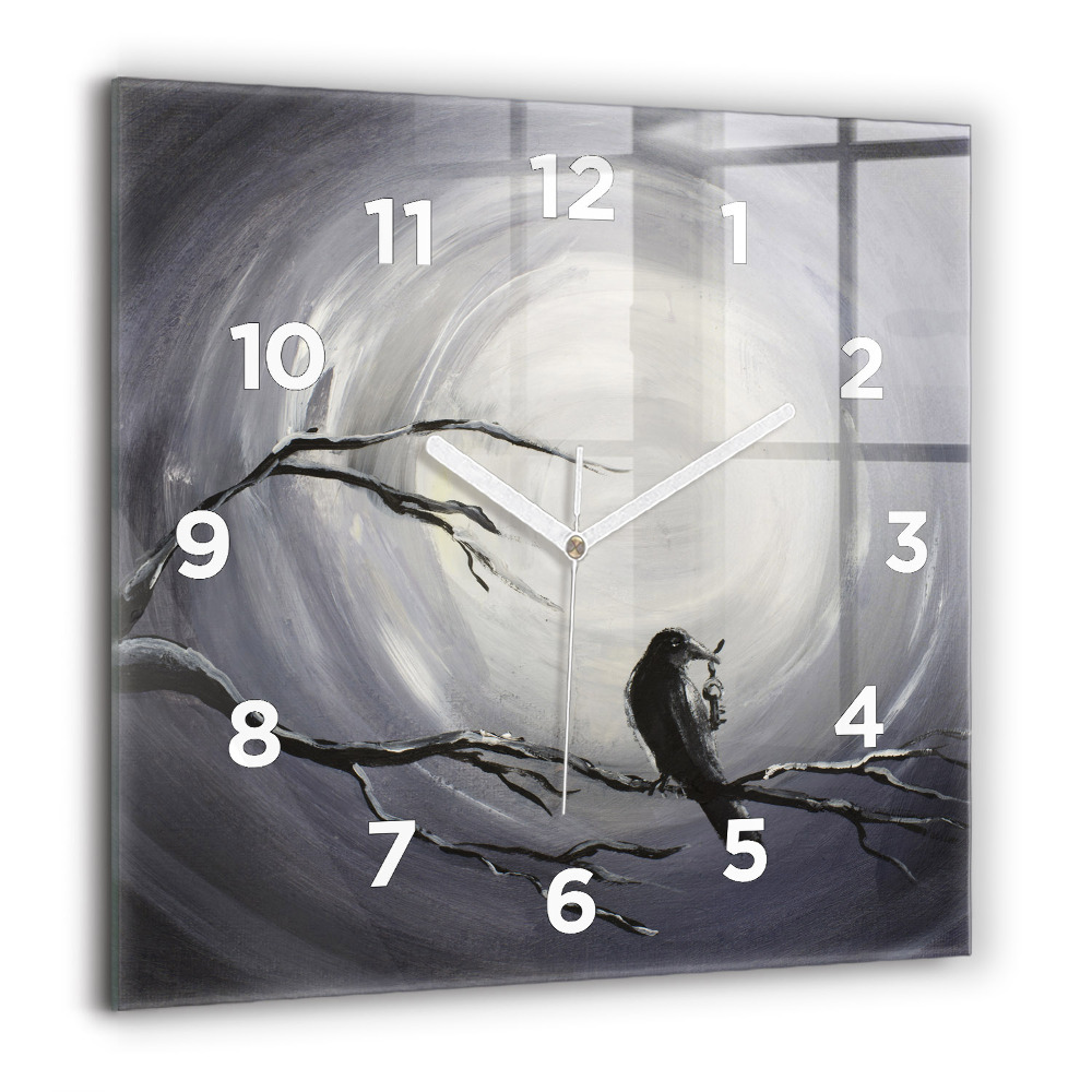 Szögletes fali üvegóra 60x60 Holló a holdfényben