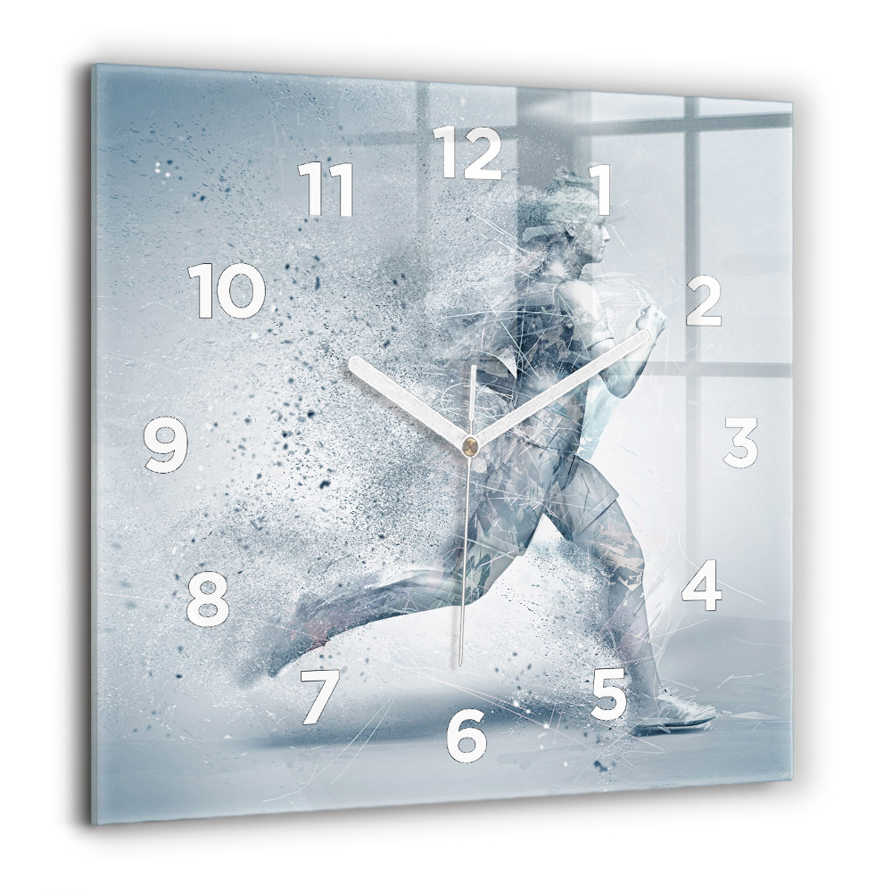 Négyzetes üvegóra 60x60 Futó ember