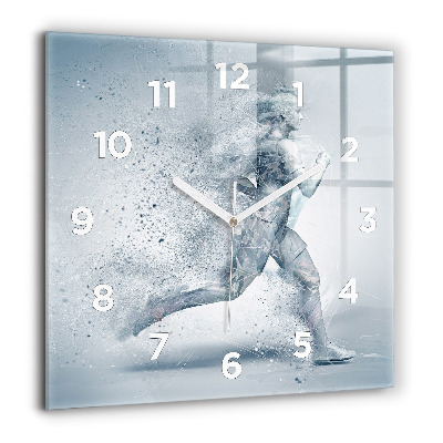 Négyzetes üvegóra 60x60 Futó ember