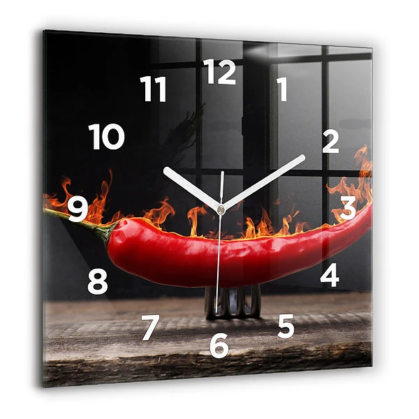 Négyzetes üvegóra 60x60 Pepperoni paprika