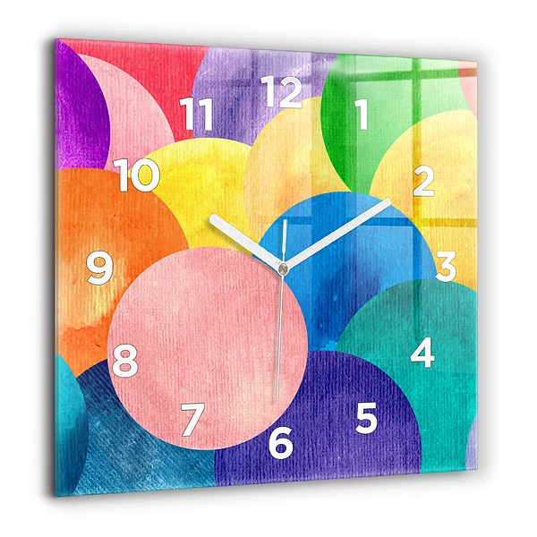 Szögletes üvegóra 60x60 Absztrakt körök