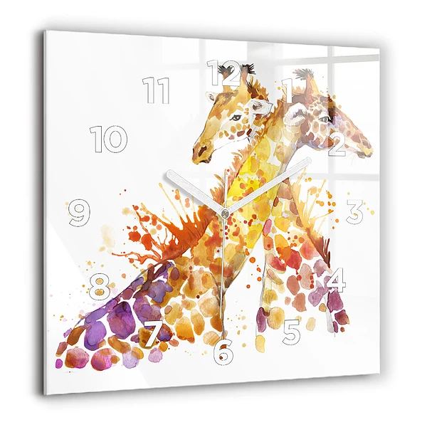 Négyzet alakú üvegóra 60x60 Zsiráf - akvarell