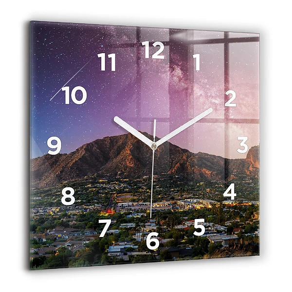 Szögletes üvegóra 60x60 Hegyi táj