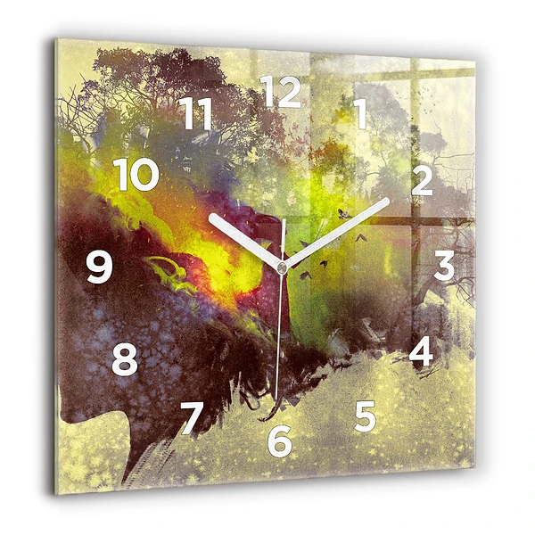 Szögletes üvegóra 60x60 Nő az erdőben
