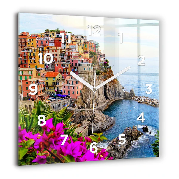 Négyzetes üvegóra 60x60 Cinque Terre partja
