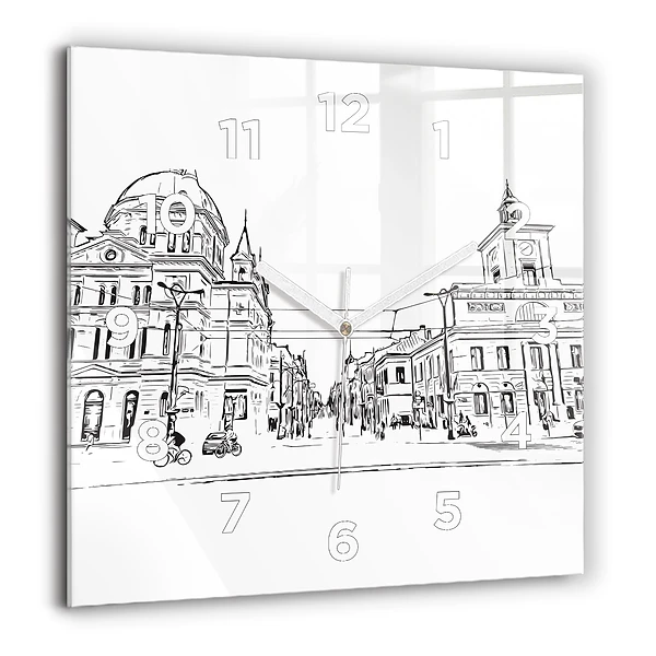 Szögletes üvegóra 60x60 Poznan városának illusztrációja