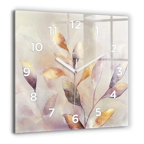 Szögletes fali üvegóra 60x60 Absztrakt boho levelek