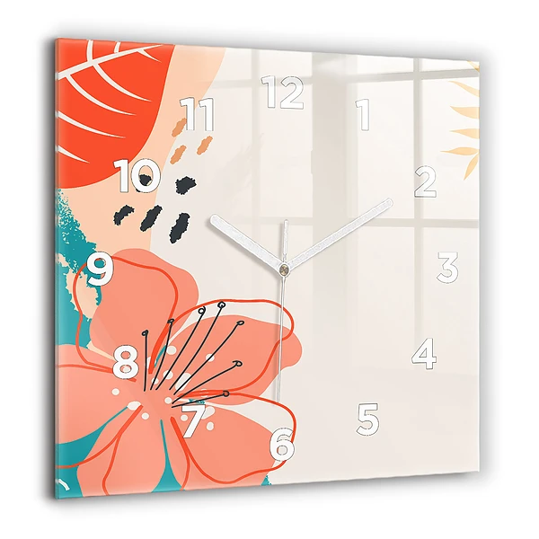 Négyzetes üvegóra 60x60 Hawaii növények