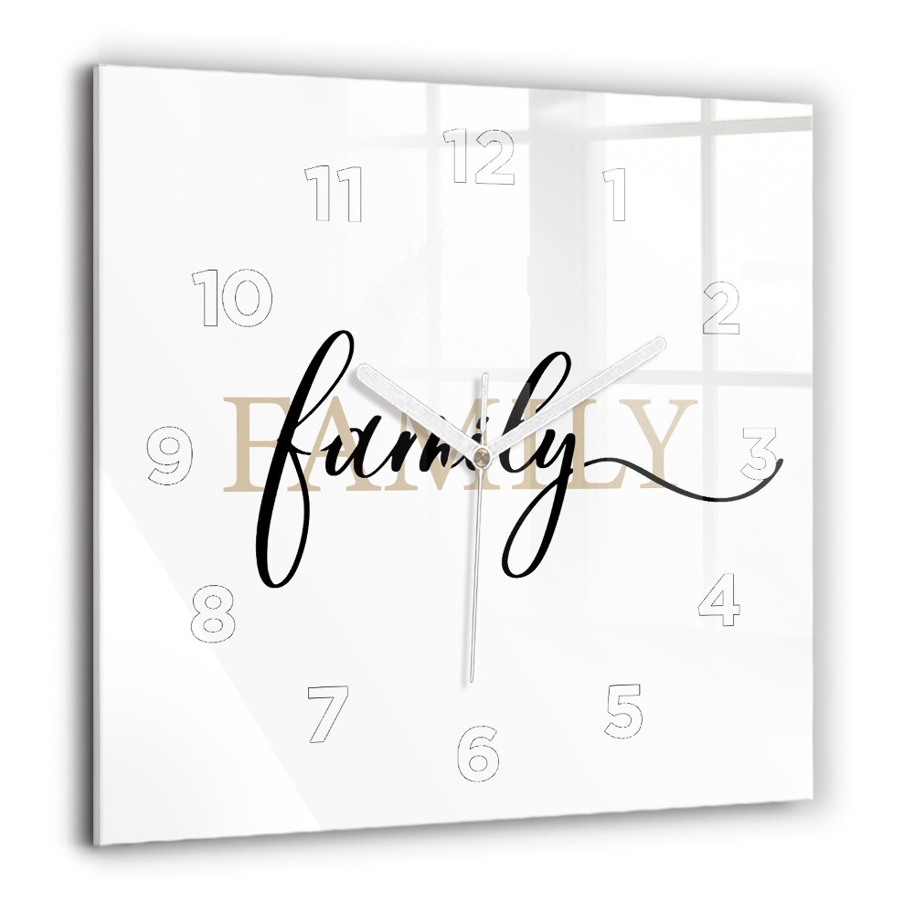 Szögletes fali üvegóra 60x60 Családi felirat