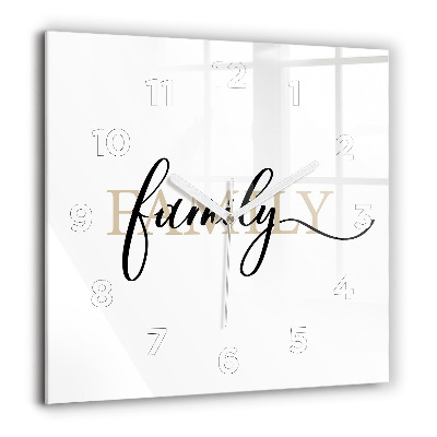 Szögletes fali üvegóra 60x60 Családi felirat