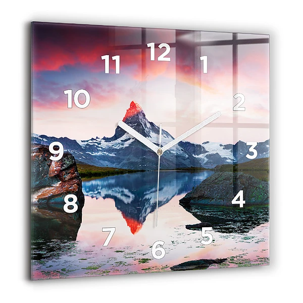 Négyzet alakú üvegóra 60x60 Stellisee Matterhorn-tó