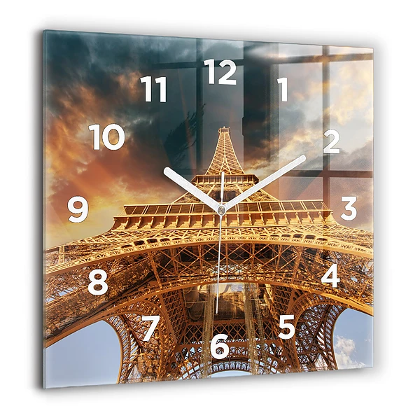 Szögletes üvegóra 60x60 Eiffel-torony felhőkkel a háttérben