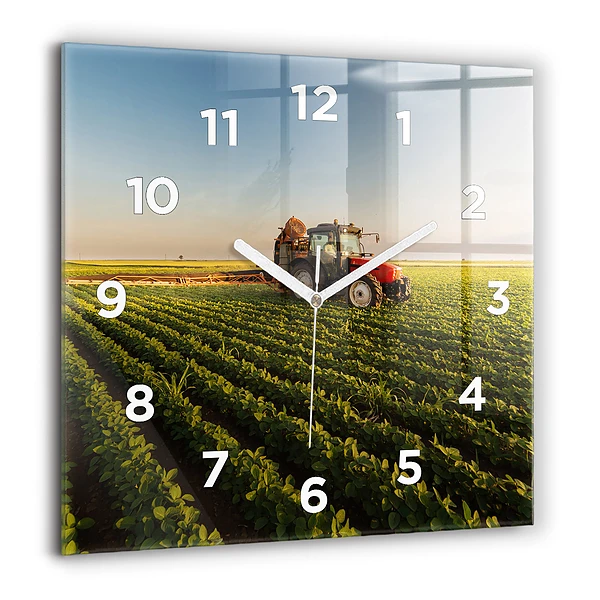 Szögletes üvegóra 60x60 Traktor egy mezőgazdasági területen