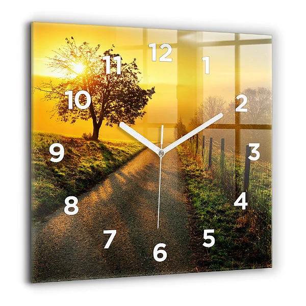 Négyzetes üvegóra 60x60 Köd napfelkeltekor