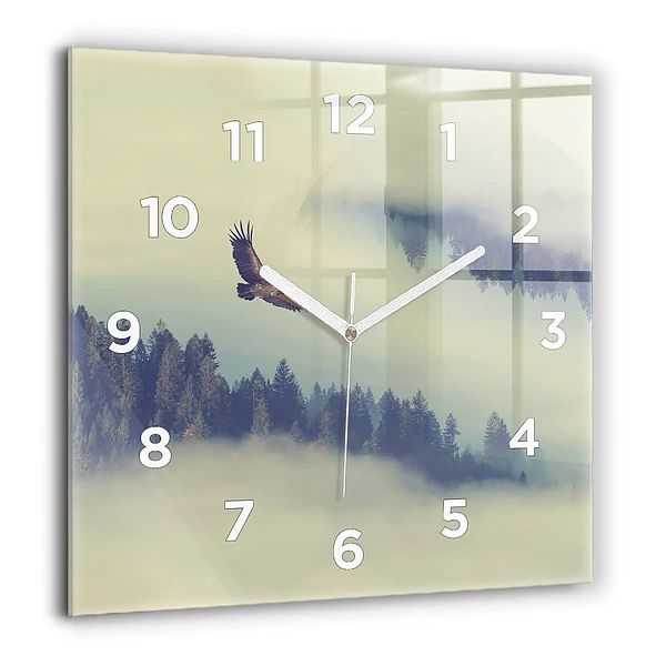 Szögletes üvegóra 60x60 Ködös erdei sas