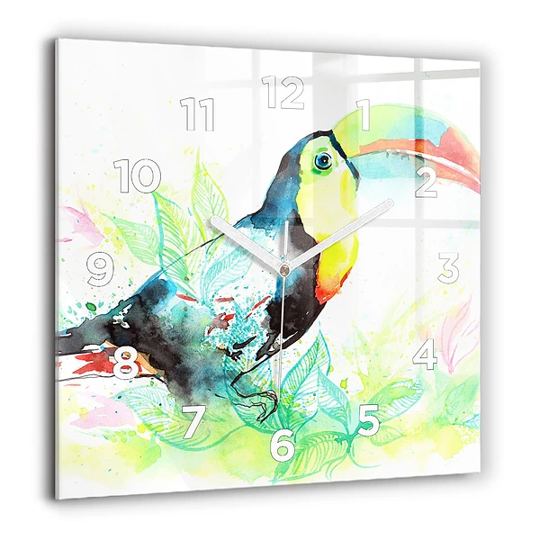 Szögletes fali üvegóra 60x60 Tukán a fűben