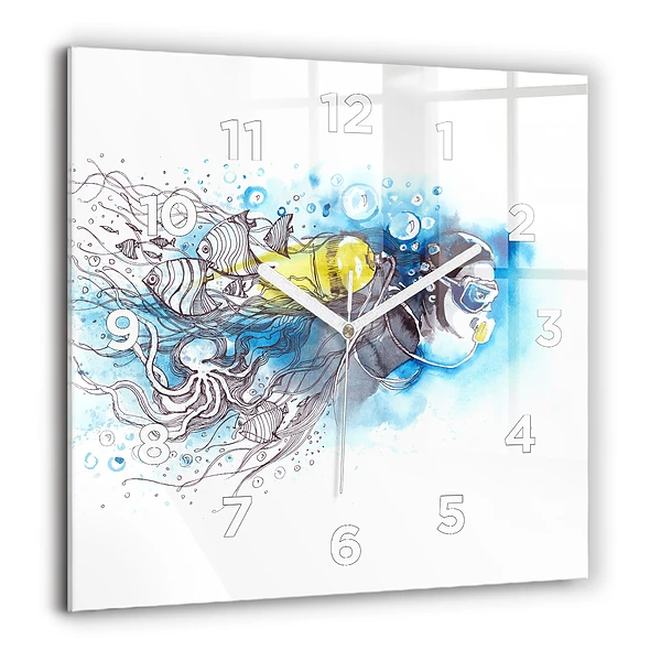 Négyzet alakú üvegóra 60x60 Halak víz alatti élete