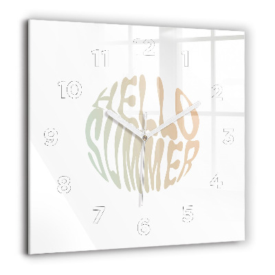 Szögletes üvegóra 60x60 Hello Summer!