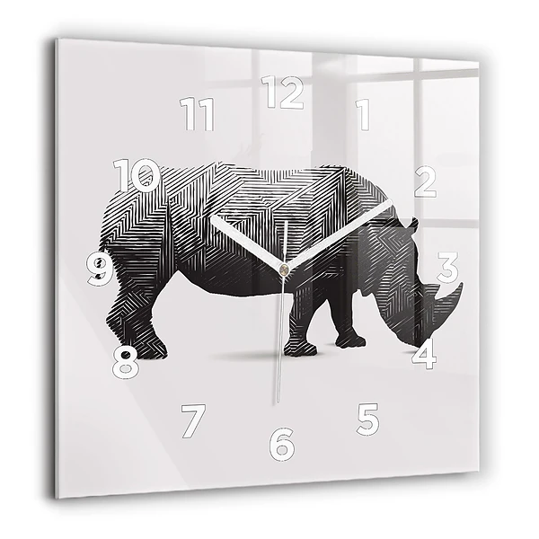 Szögletes fali üvegóra 60x60 Rhinoceros line art