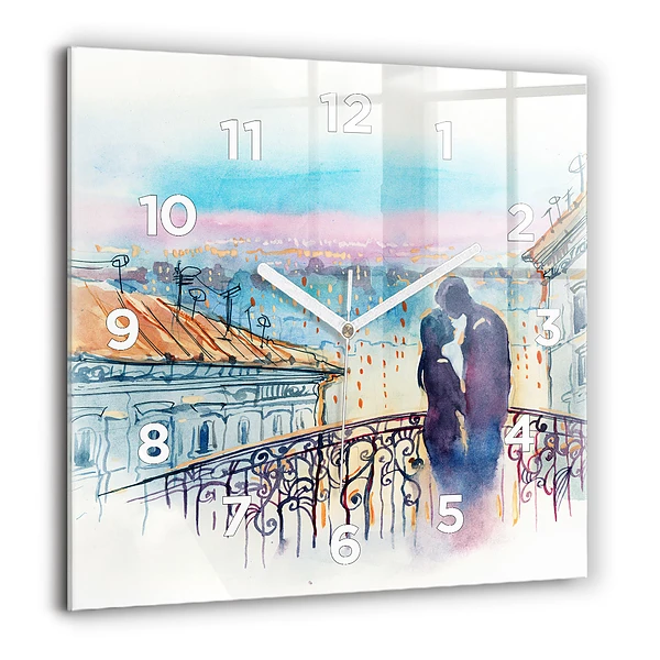 Négyzet alakú üvegóra 60x60 Emberek akvarellen