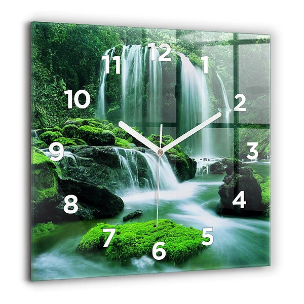 Szögletes üvegóra 60x60 Vízesés moha között