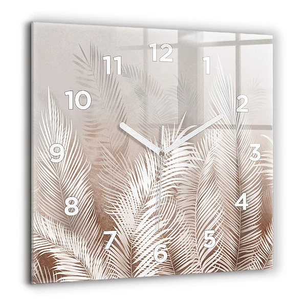 Négyzet alakú üvegóra 60x60 Trópusi boho levelek