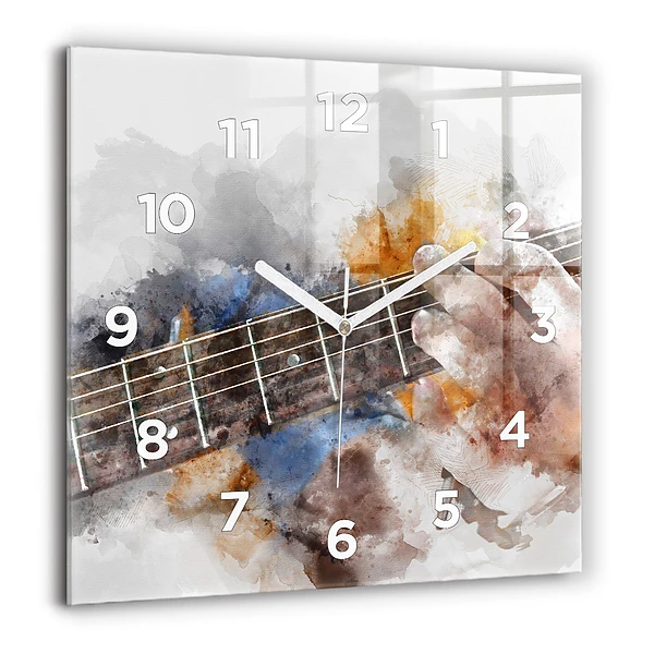 Négyzetes üvegóra 60x60 Egy gitár grafikája