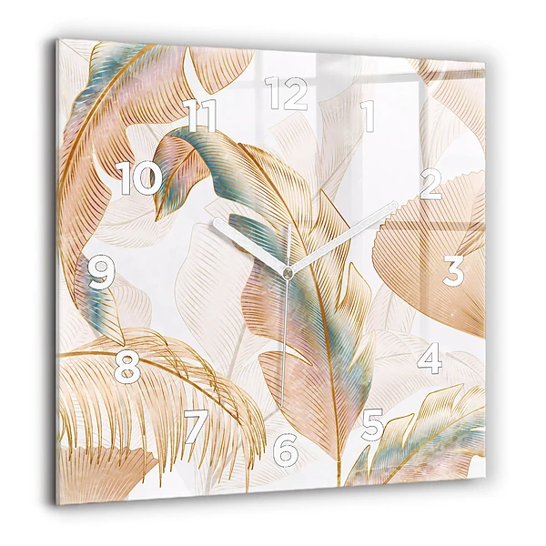 Szögletes üvegóra 60x60 Természet levélminta