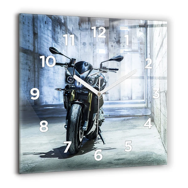 Szögletes üvegóra 60x60 Motorkerékpár egy sikátorban