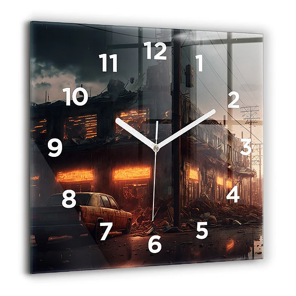 Szögletes fali üvegóra 60x60 Apokaliptikus épület