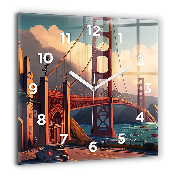 Négyzetes üvegóra 60x60 Híd San Franciscóban