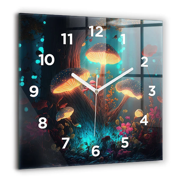 Szögletes üvegóra 60x60 Erdő és varázsgomba