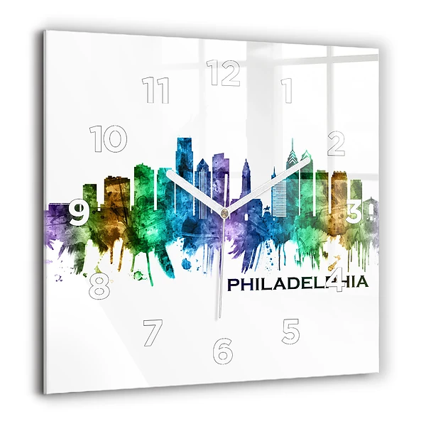 Négyzet alakú üvegóra 60x60 Színes Philadelphia