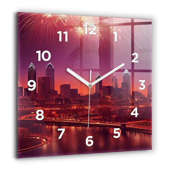 Négyzet alakú üvegóra 60x60 Éjszakai város Philadelphia