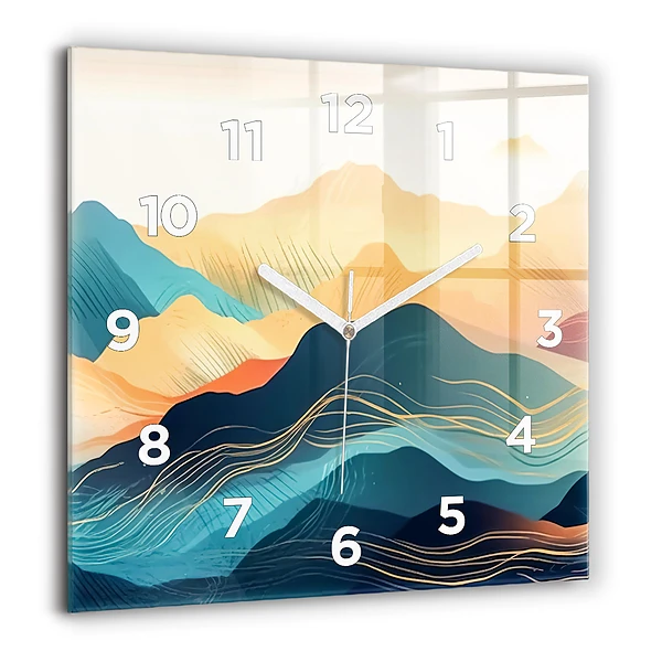 Szögletes üvegóra 60x60 Hegyi táj