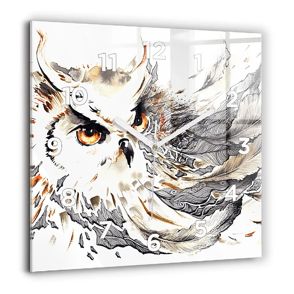 Négyzet alakú üvegóra 60x60 Bagoly a bölcsesség szimbóluma