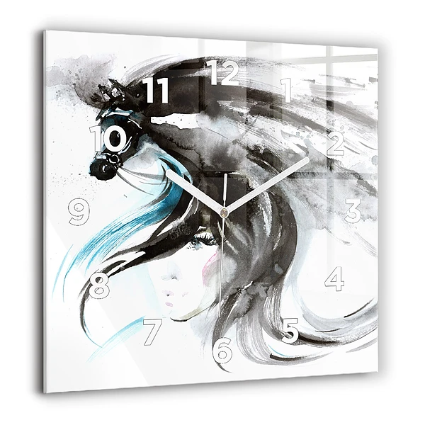 Szögletes üvegóra 60x60 Absztrakt ló és nő