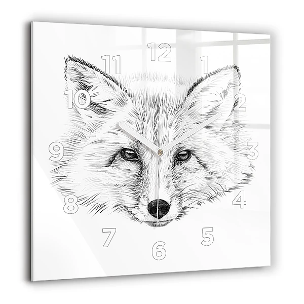Négyzet alakú üvegóra 60x60 Grafikus rókafej