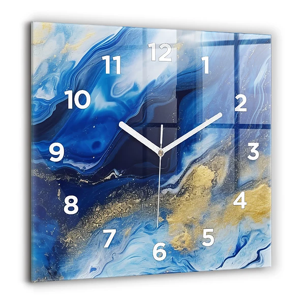 Szögletes üvegóra 60x60 Kék márvány
