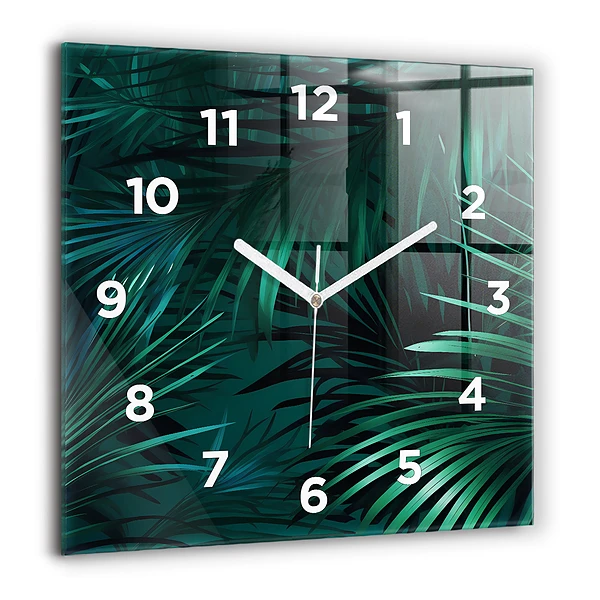 Szögletes üvegóra 60x60 Trópusi levelek