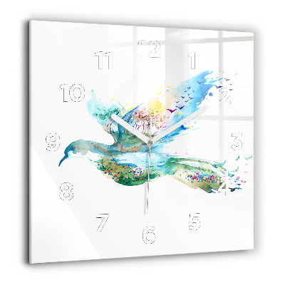 Szögletes üvegóra 60x60 Absztrakció egy madárról és a tavaszról