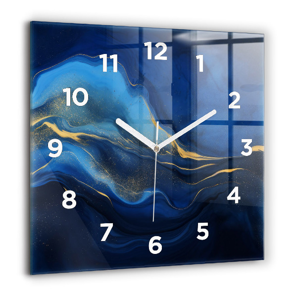Négyzet alakú üvegóra 60x60 Kék márvány