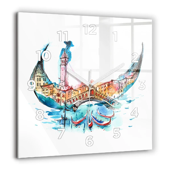 Négyzetes üvegóra 60x60 Olaszország - A velencei gondola