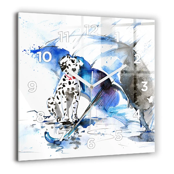 Négyzet alakú üvegóra 60x60 Dalmata és esernyő